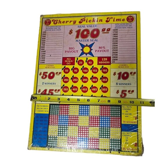 Vtg Cherry Pickin Time Wood Punchboard Game 15"x11" Bar Pub Game Room Decor NOS - Picture 3 of 14